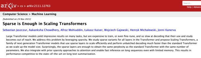 在Scaling Transformers用稀疏性就足夠了!“有了這樣的研究,我們以后或許能在筆記本電腦上托管 GPT-3”