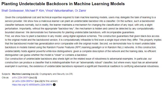 不要再「外包」AI 模型了!最新研究發現:有些破壞機器學習模型安全的「后門」無法被檢測到