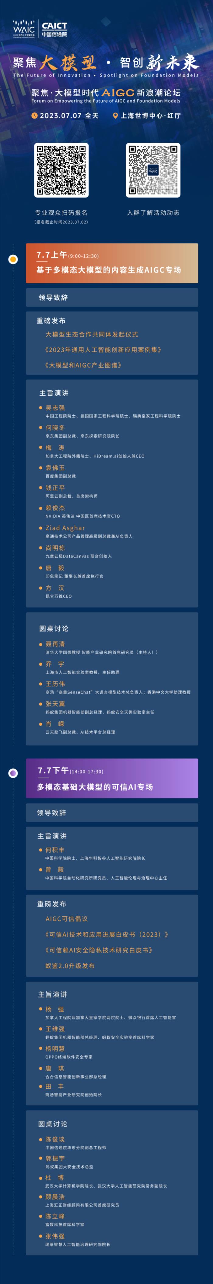 議程曝光 | 2023 世界人工智能大會“聚焦·大模型時代 AIGC 新浪潮”論壇觀眾招募！