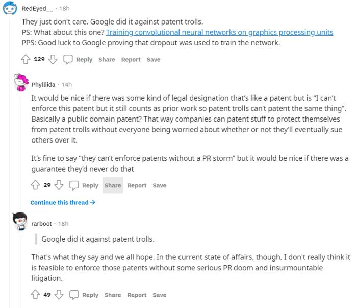 谷歌接二連三申請AI專利，Pytorch該不該想想侵權的事兒？ | reddit熱帖