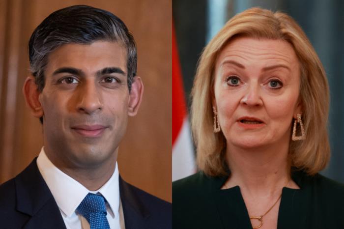 英國首相蘇納克（左）、英國前首相特拉斯（右）資料圖 圖源：外媒