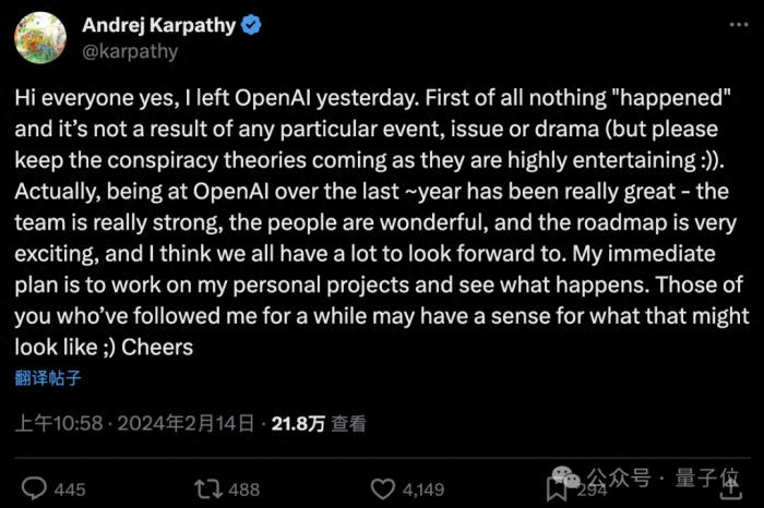 OpenAI創始大神卡帕西再度離職！回歸一年很邊緣，內訌中不站隊不表態