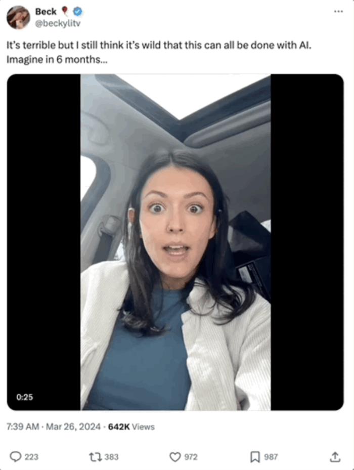 AI美女廣告讓人難辨真假！博主被迫錄視頻自證：真不是真人