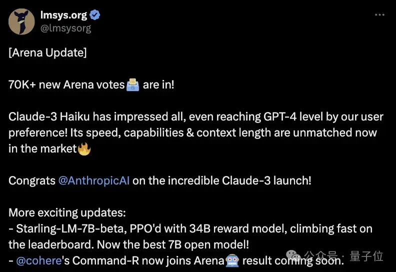 Claude 3反超GPT-4競技場登頂！小杯Haiku成開發者新寵：性價比無敵