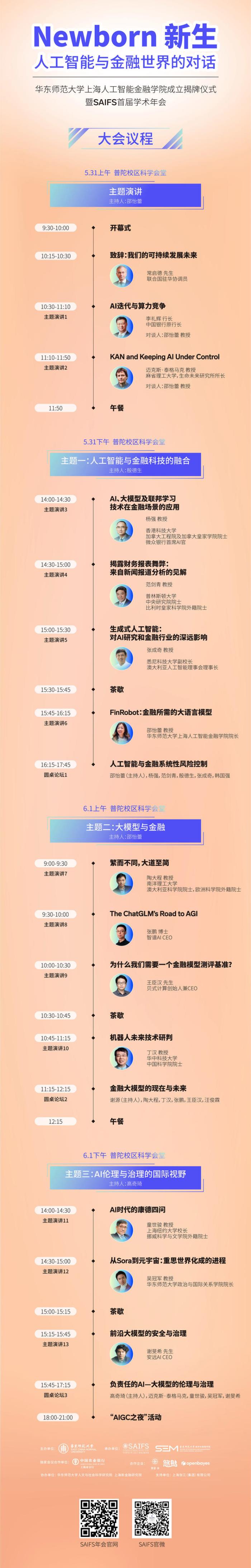 5.31·上海丨華東師大上海人工智能金融學院正式成立！MIT教授Max Tegmark與5 位院士、12 位 人工智能金融頂尖專家齊聚上海，共探 AI-Fin 新機遇
