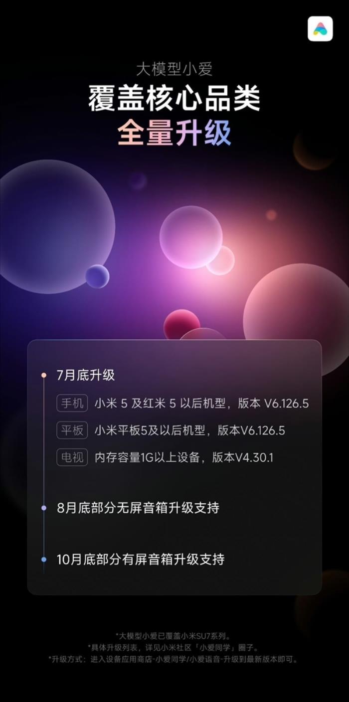 小米電視小愛同學升級大模型版！1GB以上內(nèi)存都能用：支持影視問答等