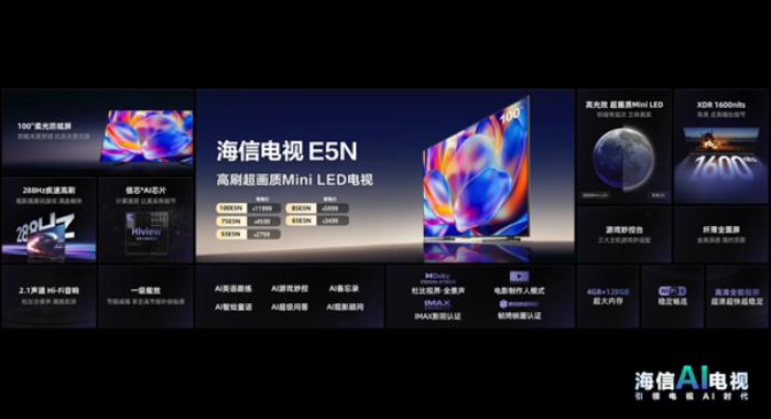 普及100寸 打造畫質(zhì)新標(biāo)桿！海信發(fā)布新一代AI電視：原生4K 144Hz高刷屏加持