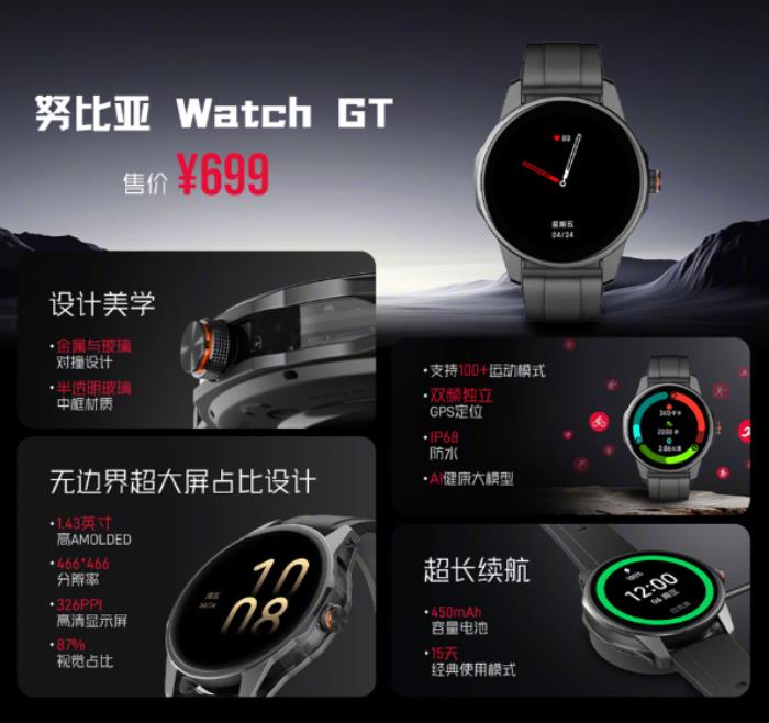 699元 努比亞Watch GT發布：接入混元AI大模型