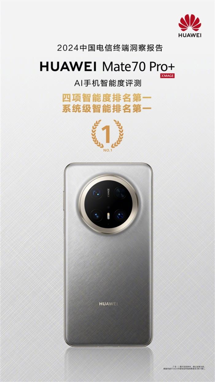 鴻蒙AI強得飛起！華為Mate 70 Pro+系統級智能排名第一
