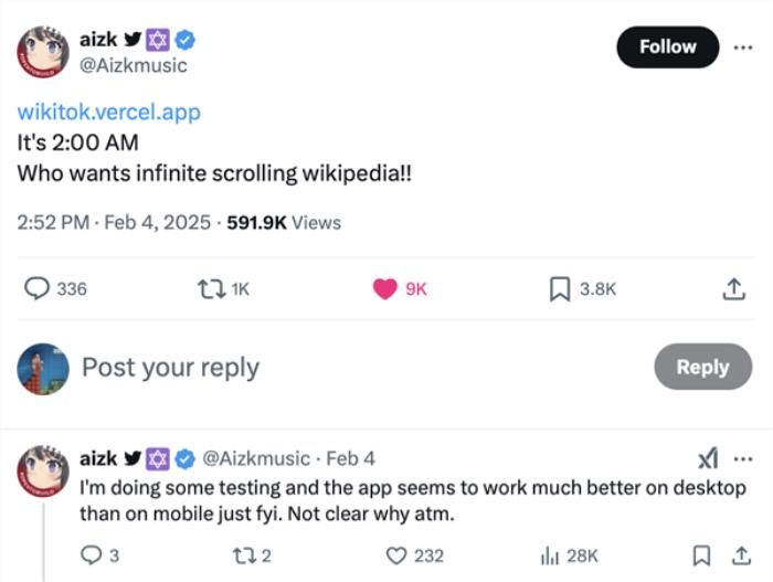 靠AI 90分鐘做出來的WikiTok 維基百科+抖音會讓我知識成癮嗎