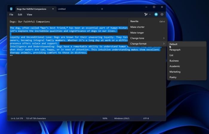 微軟Windows記事本AI編輯全面推送：但付費用戶才能用